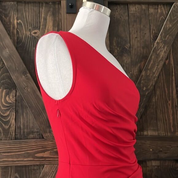 New Sarin Mathews One Shoulder Long Sexy Sleeveless Bodycon Ruched Wrap … - Picture 8 of 16